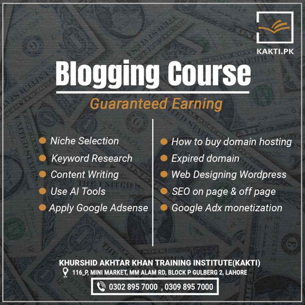 Khurshid Akhtar Khan Training Institute Start Professional Blogging courses