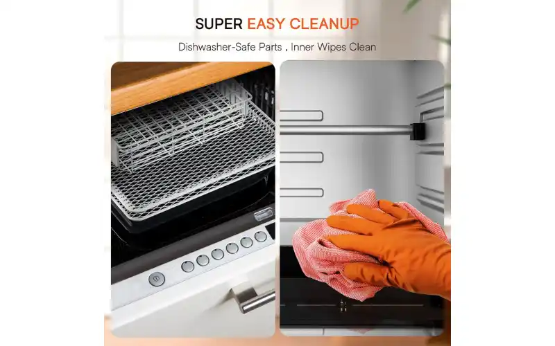 Dishwasher-safe air fryer racks and accessories for easy cleaning – removable parts from Nuwave Brio 15.5Qt model shown